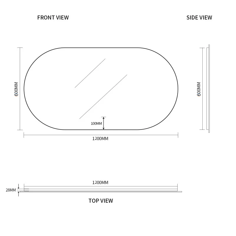 LED Mirror Horizontal Oval-1200*600